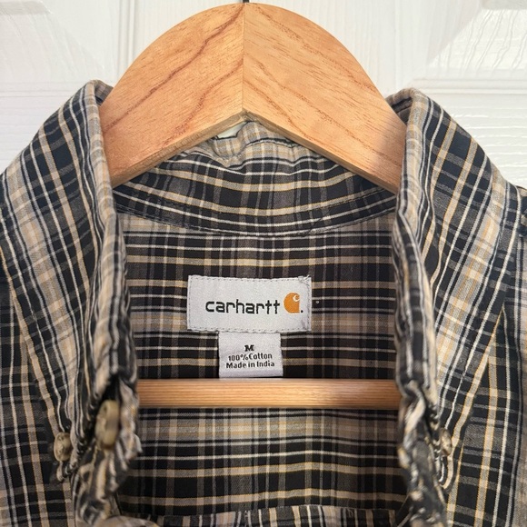 NWT Carhartt Men’s Button Up Plaid Shirt Medium 100% cotton - Picture 4 of 7